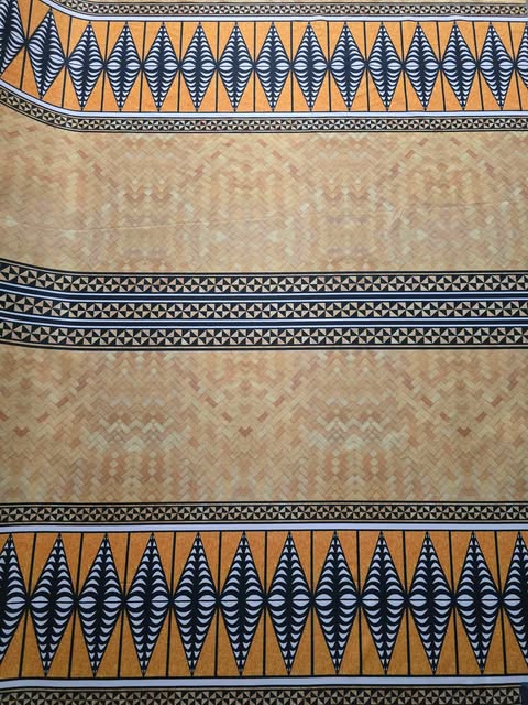 PolyMatt 1.5meters wide Yellow Tapa on Blue