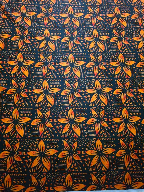 PolyMatt 1.5meters wide Yellow Tapa on Blue