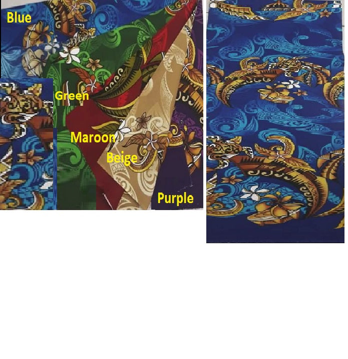 Dobby Cotton Turtle or Conch Shell Tapa Design with Gold Glitters