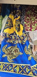 Yellow/Blue Turtle MiniMatt Polyester - 1.5m wide