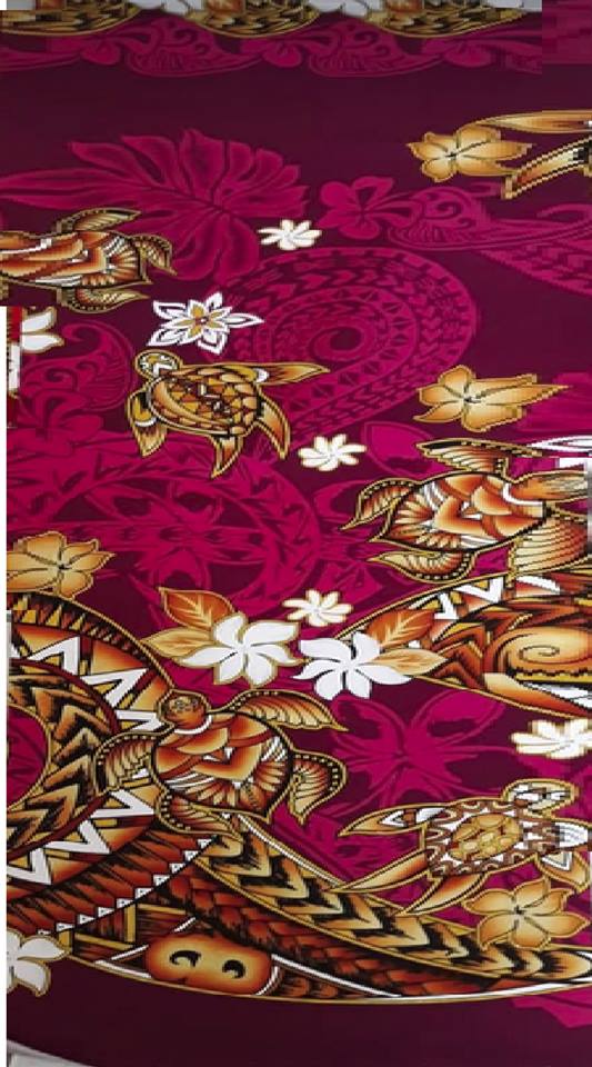 Dobby Cotton Turtle or Conch Shell Tapa Design with Gold Glitters